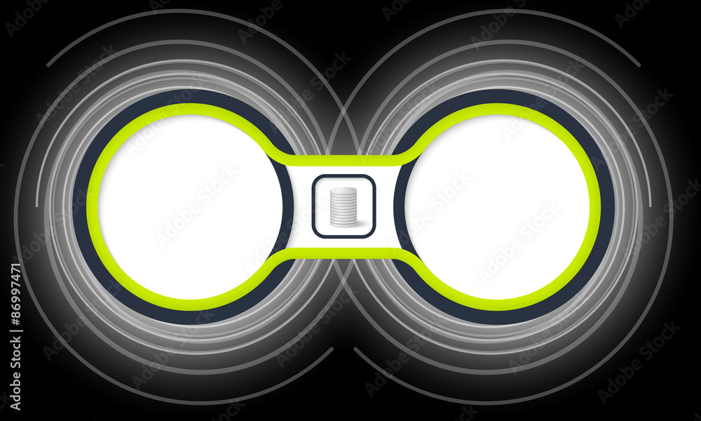 Poster two colored circular frames for your text and coin