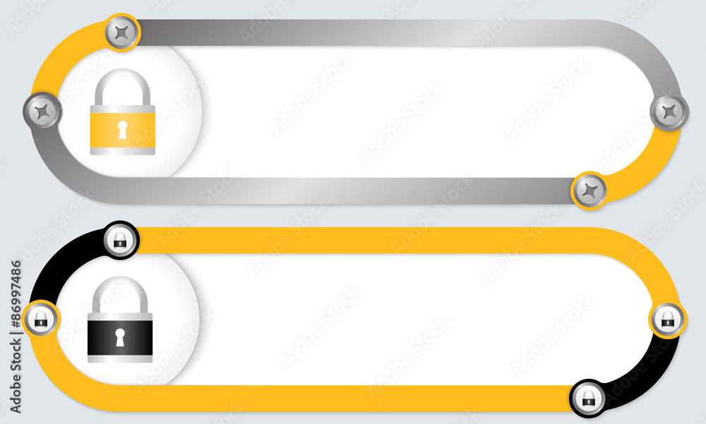 Poster two abstract frames for your text and padlock