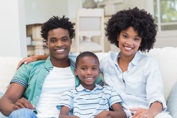 Happy family on the couch