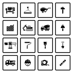 Vector black mining icons set on white background