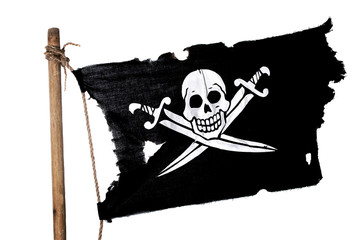Obraz premium Macha flagą piratów