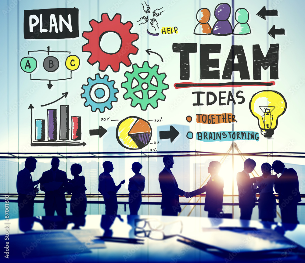 Poster teamwork team collaboration connection togetherness unity concep