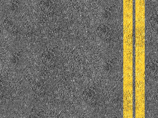 Asphalt with double yellow lines