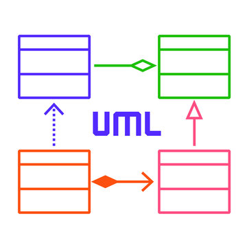 UML diagram vector illustration, isolated on white background