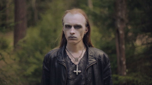 Portrait of pagan man. Close up