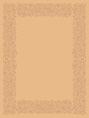 Floral frame in medieval style. Ornament of interwoven stems, foliage and flowers. Vector page decoration