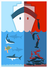 Stop shark finning.Vector color illustration