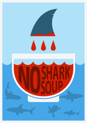 Stop shark finning.Vector color poster