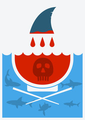 Stop shark finning soup.Vector illustration