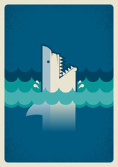 Fototapeta premium Shark poster.Vector background illustration for text
