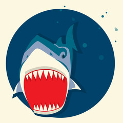 Fototapeta premium Big white shark.Vector cartoons illustration