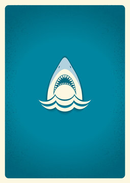 Shark jaws logo.Vector blue symbol illustration