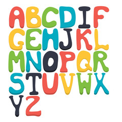 Vector set of Latin letters. Colorful alphabet.