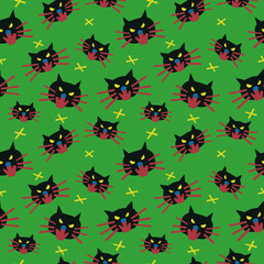 Angry cats background. Seamless pattern.Vector.
怒ったネコのパターン