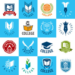 large set of vector logos College