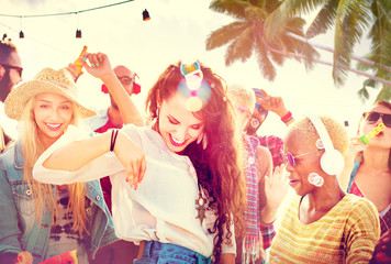 Friendship Dancing Bonding Beach Happiness Joyful Concept