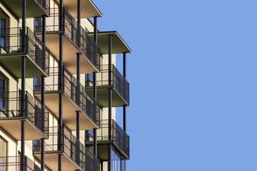 Modern apartment building with balconies
