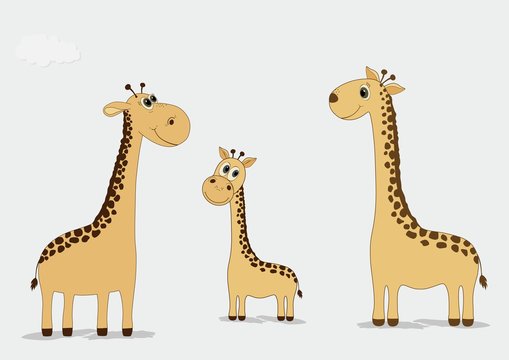 A family of cartoon giraffes