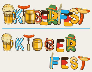 beer oktoberfest lettersl.Vector text illustration isolated on w