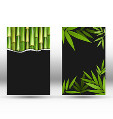 Green Bamboo Cards on Gray Background