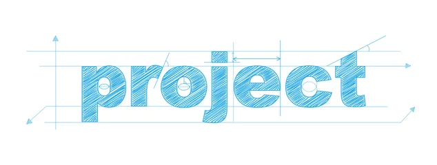Foto op Plexiglas PROJECT Technical Lettering Vector Icon © Web Buttons Inc