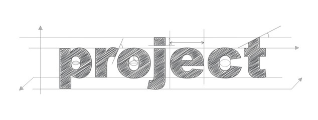 PROJECT Technical Lettering Vector Icon - obrazy, fototapety, plakaty