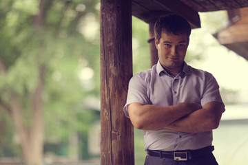 portrait of a man in a village house