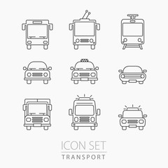 Transport icons set. Vehicle line icons