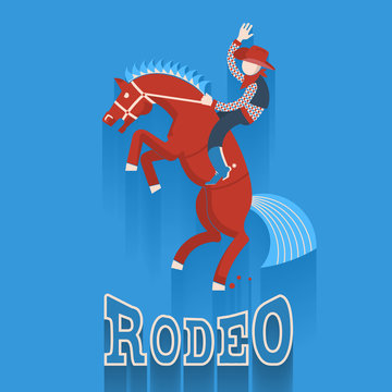 Rodeo poster.Cowboy on horse with text