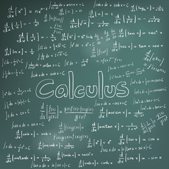 Calculus law theory and mathematical formula equation, doodle handwriting in blackboard