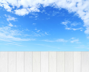 Fototapeta premium white wood path with the blue sky