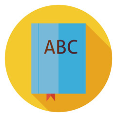 Flat Reading Book with Bookmark Circle Icon with Long Shadow