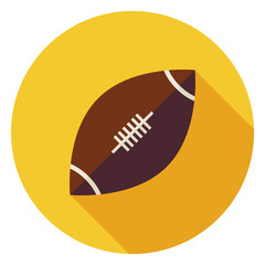 Flat Vector Sports Ball American Football Circle Icon with Long Shadow