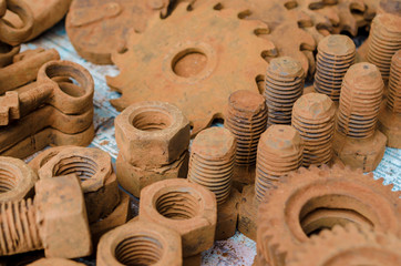 Dark chocolate. Bolts and nuts made of chocolate.