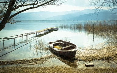 Old Boat on Lake