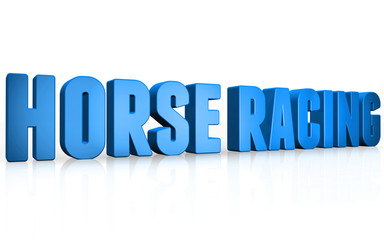 3D horse racing text on white background