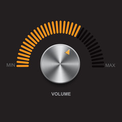 Metal volume button (steel, chrome), gold scale.