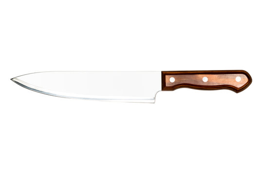 large kitchen knife on a white background
