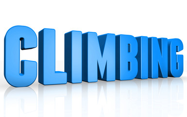 3D climbing text on white background
