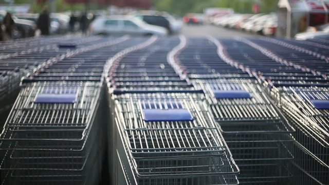 Many shopping trolley