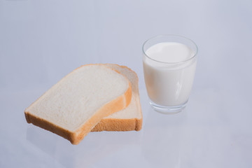 Milk in the glass.