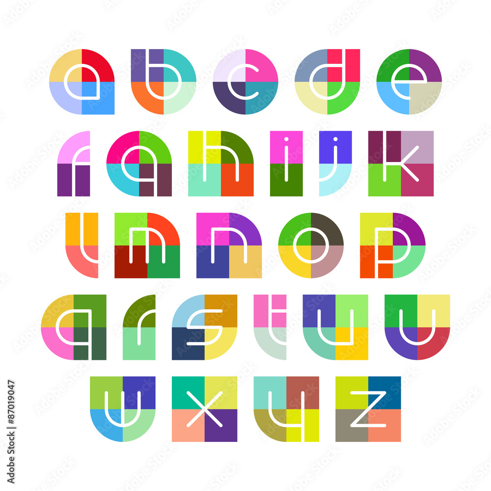 Poster linear alphabet letters with colorful background