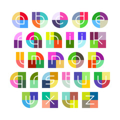 Linear alphabet letters with colorful  background 