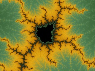 Decorative fractal Mandelbrot in a green - yellow colors