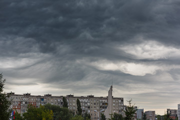 Fototapeta na wymiar Dark clouds asperatus over Kaliningrad
