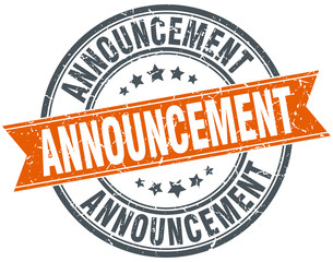 announcement round orange grungy vintage isolated stamp