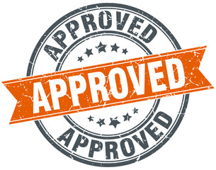 approved round orange grungy vintage isolated stamp