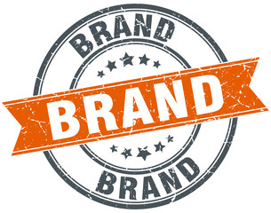 brand round orange grungy vintage isolated stamp