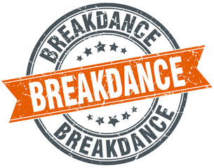 breakdance round orange grungy vintage isolated stamp