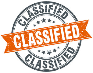 classified round orange grungy vintage isolated stamp